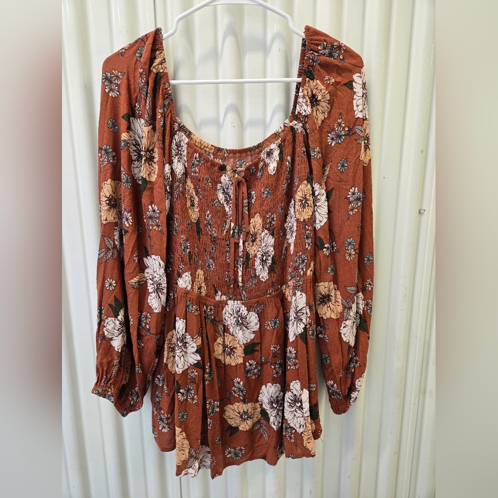 Rust Floral Boho Rom(See Measurements)